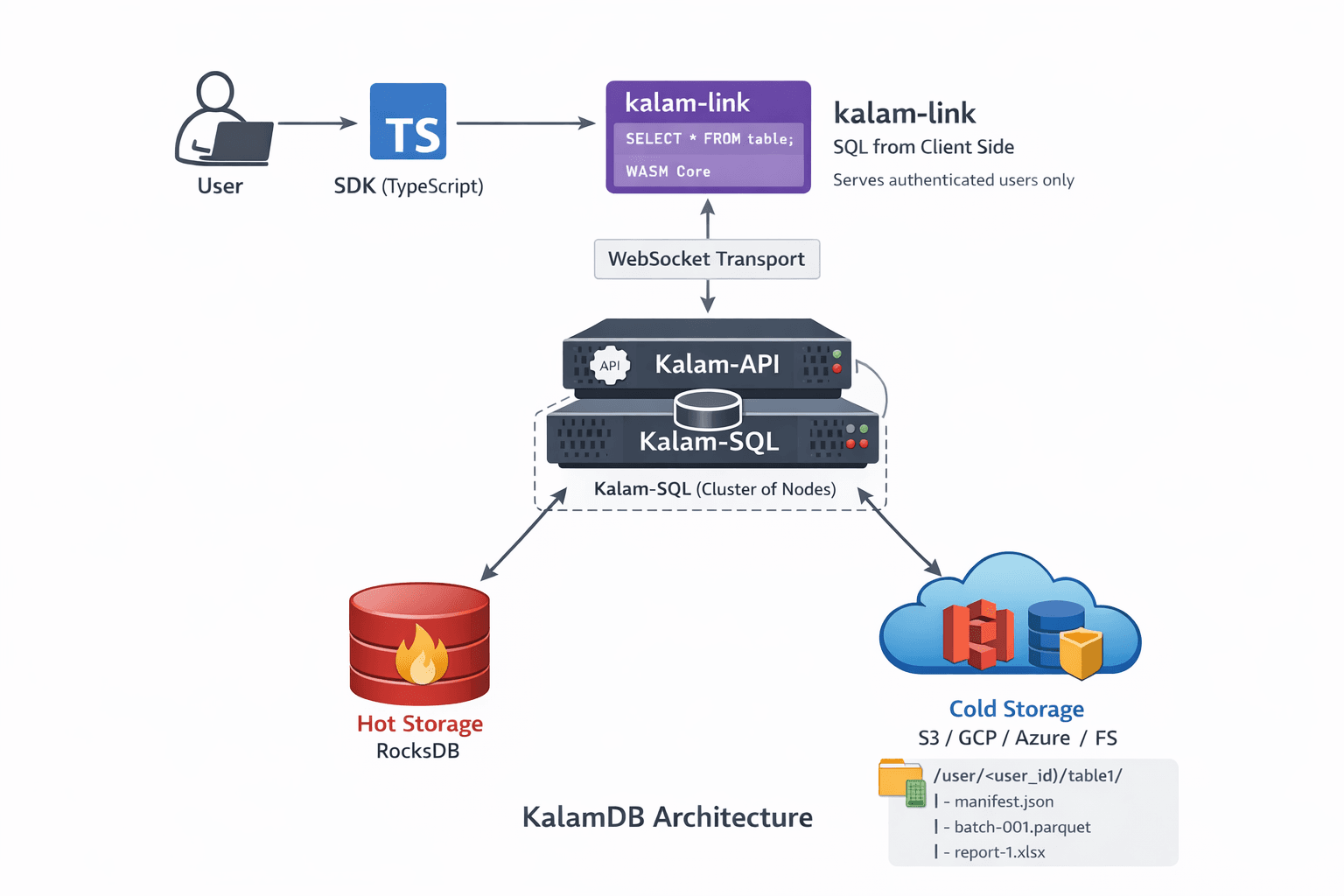 KalamDB architecture diagram